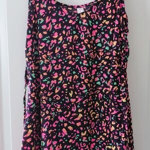 No Boundaries Neon Leopard Print Tank Top - Black with Pink, Orange & Mint